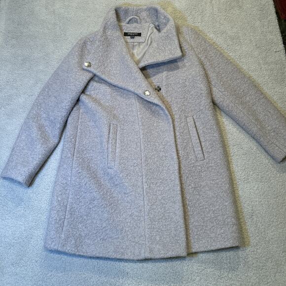 Kenneth Cole Womens Peacoat Size XL Gray Boucle Wool Fencer Collar - Picture 1 of 13